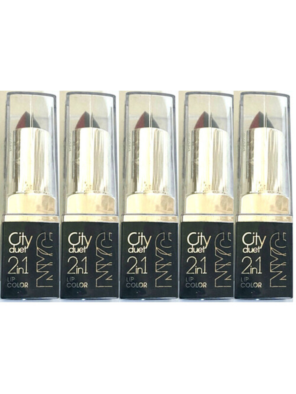 Lot of 5: New NYC City Duet 2-in-1 Lipstick Lip Color Duo 371 Tempted (Sealed)